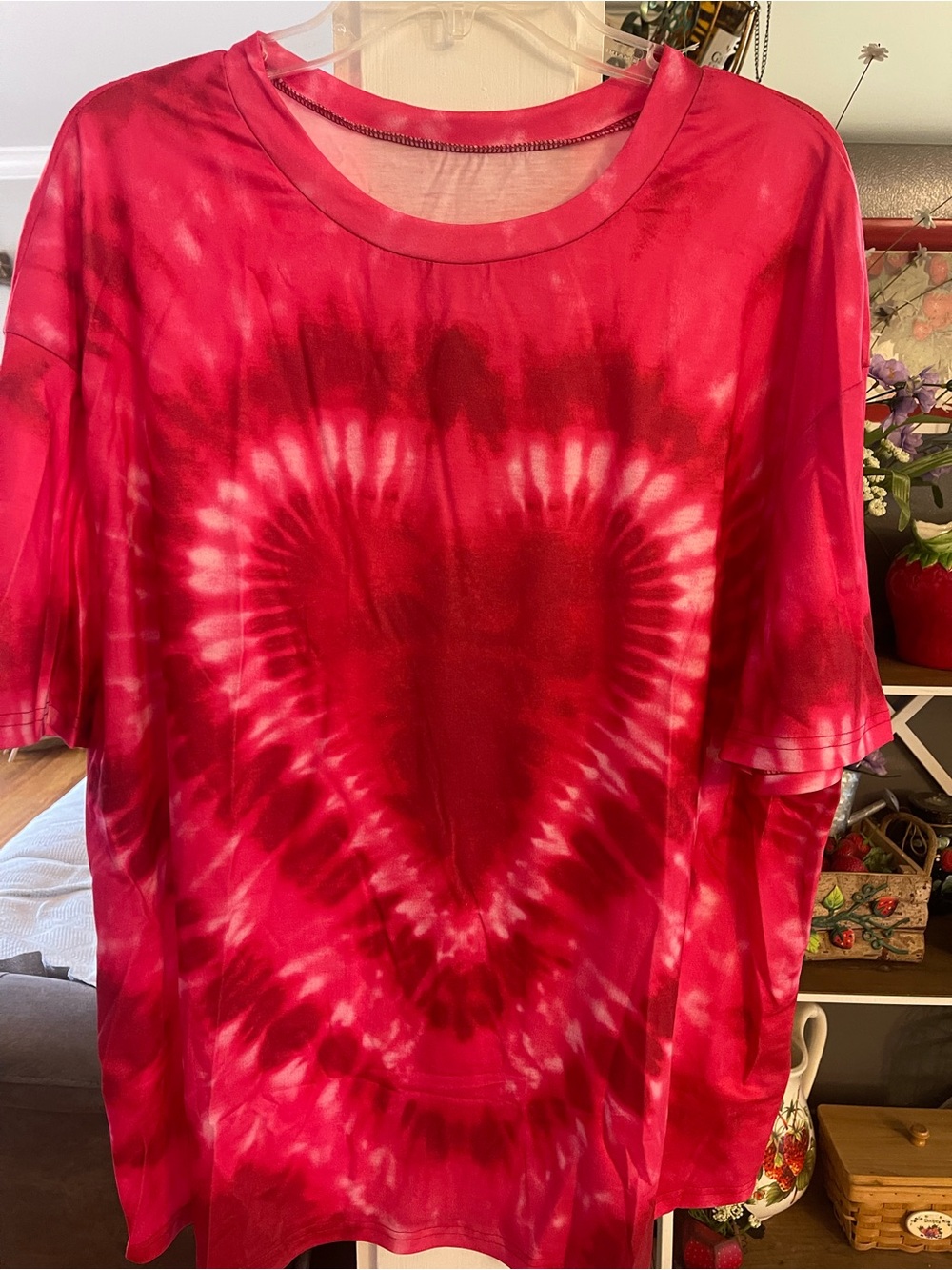 Red/Pink Tie-Dye Heart Graphic Tee